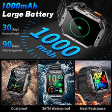 2025- 2026 Montre Militaire intelligente Robuste GPS 1000Mah batterie boussole 3ATM tactique étanche Sport lampe de poche BT