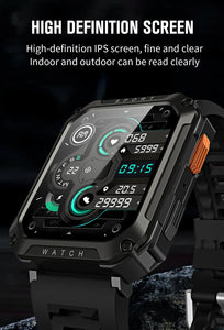 Montre intelligente militaire sport robuste et durable, étanche IP68, écran HD 2.01, Bluetooth, voix, Android, IOS