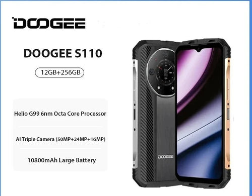 Smartphone DOOGEE S110 avec 12 Go + 6.58 Go. Etanche,  charge rapide, Batterie 3 a 5 jours Robuste,