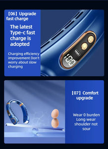 Super ventilateur léger de cou Portable, mains libres avec LED et mode festival,  5 vitesses, ventilateur Portable de 4000 mAh, Rechargeable.
