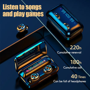 Superbes écouteurs Bluetooth v5.0 tactiles étanches IPX6 , sans fil avec microphone(kit mains libres) et TWS.