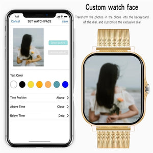 Superbe montre connectée Fashion Luxury, élégante et imperméable pour Smartphone Android et IOS.