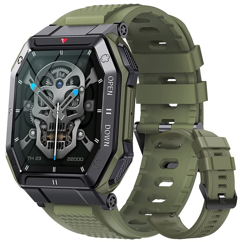 Montre connectée, camouflage, résistante, de sport pour hommes, avec écran tactile , bluetooth, appels, étanche IP68