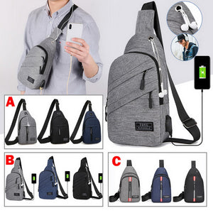 Sacoche pour homme avec chargeur USB à épaule ou en bandoulière, sacoche de voyage à bandoulière