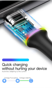 Câble de Charge Rapide USB-C avec led lumineuse alliage aluminium haute qualité