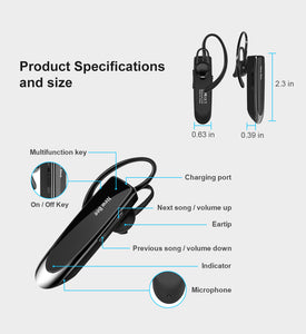Ecouteurs sans fil Bluetooth 5.0, oreillettes avec micro, mains libres, conversations 24h